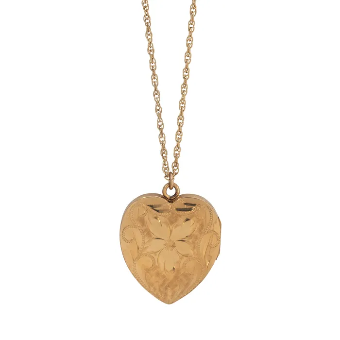 Necklaces Vintage GoldFilled Floral Heart Locket Pendant Necklace Croghans