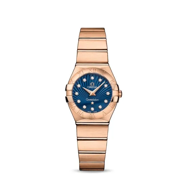 Omega Bracelets Omega Constellation 24mm Watch Ref 12350246053001 Blue Diamond Index Dial 18K Rose Gold Bracelet Omega Bracelets Omega Constellation 24mm Watch Ref 12350246053001 Blue Diamond Index Dial 18K Rose Gold Bracelet