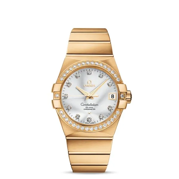 Omega Bracelets Omega Constellation 38mm Watch Ref 12355382152002 Silver Diamond Index Dial Diamond Bezel 18K Yellow Gold Bracelet Omega Bracelets Omega Constellation 38mm Watch Ref 12355382152002 Silver Diamond Index Dial Diamond Bezel 18K Yellow Gold Bracelet