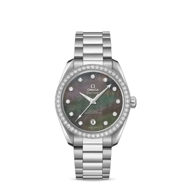 Omega Bracelets Omega Seamaster 38mm Watch Ref 22015382057001 Tahiti Mother of Pearl Diamond Index Dial Diamond Bezel Stainless Steel Bracelet Omega Bracelets Omega Seamaster 38mm Watch Ref 22015382057001 Tahiti Mother of Pearl Diamond Index Dial Diamond Bezel Stainless Steel Bracelet