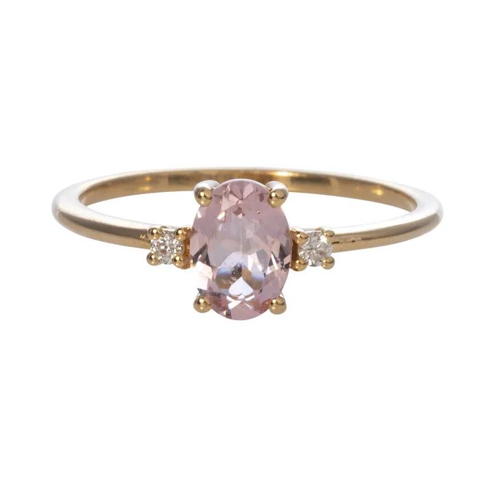 Oval Pink Morganite Diamond 18K Gold Ring Croghans Rings