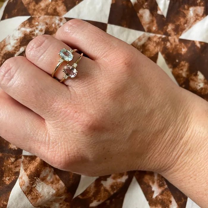 Oval Pink Morganite Diamond 18K Gold Ring Croghans Rings
