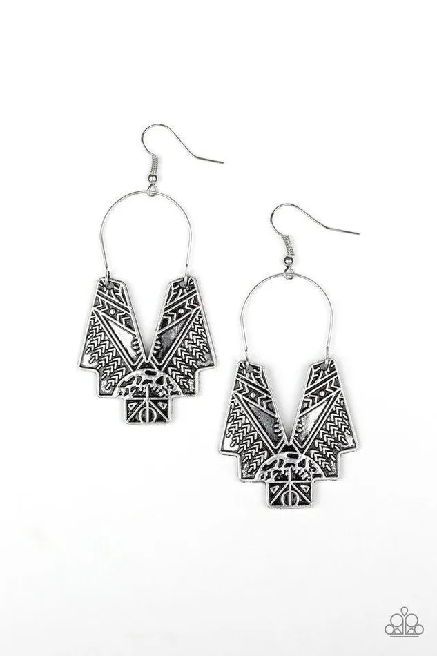 Paparazzi Earring Alternative ARTIFACTS Silver Paparazzi Jewelry Earrings