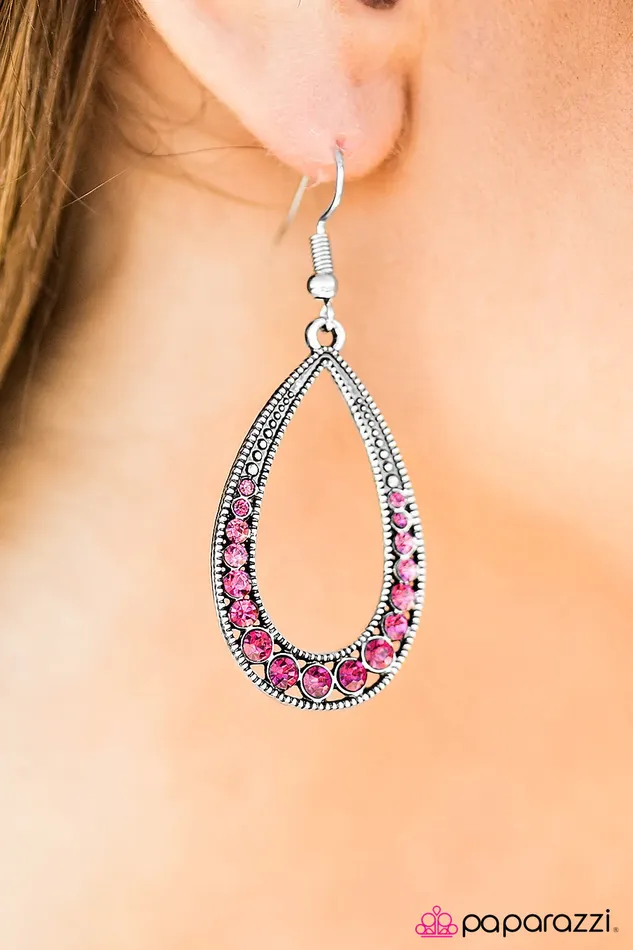 Paparazzi Earring Cloudy With A Chance of SPARKLE Pink Paparazzi Jewelry Earrings