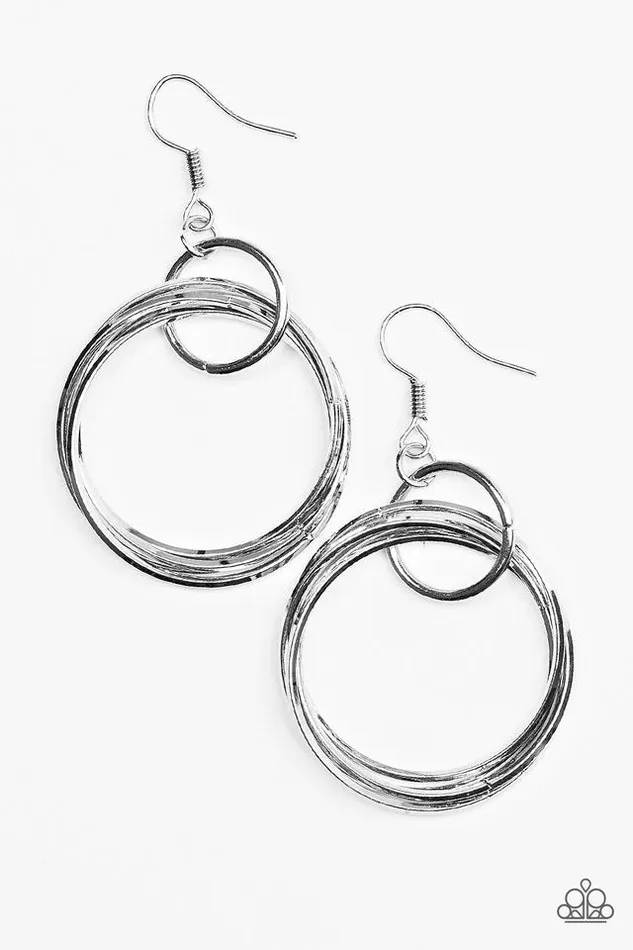 Paparazzi Earring Dizzying Dynamics Silver Paparazzi Jewelry Earrings