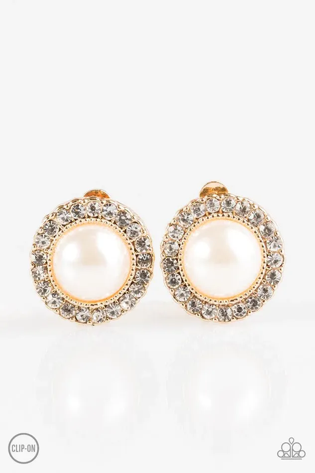 Paparazzi Earring Dont Forget Your Glass Slipper Gold Paparazzi Jewelry Earrings