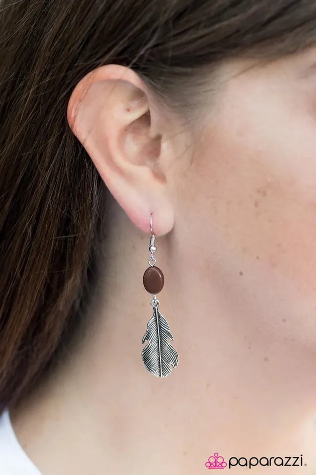 Paparazzi Earring FLIGHT Of Day Brown Paparazzi Jewelry Earrings
