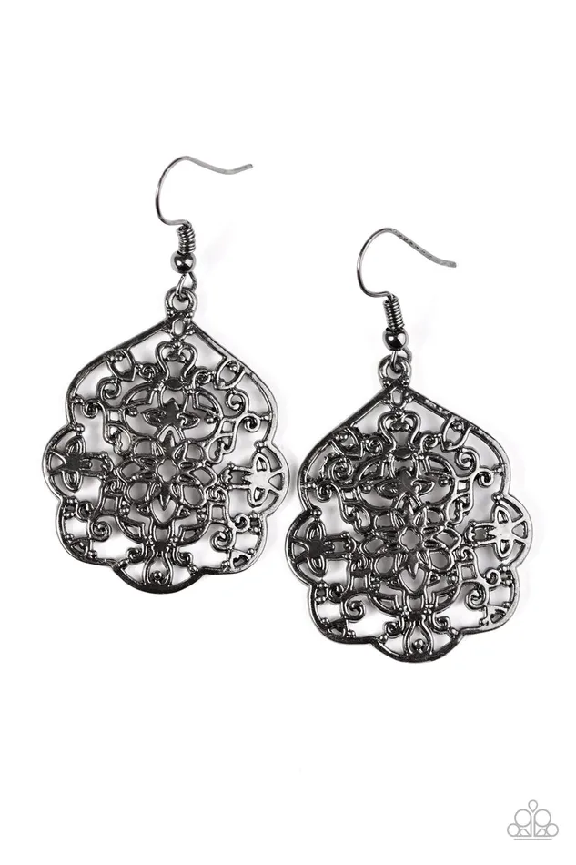 Paparazzi Earring Garden Guru Black Paparazzi Jewelry Earrings
