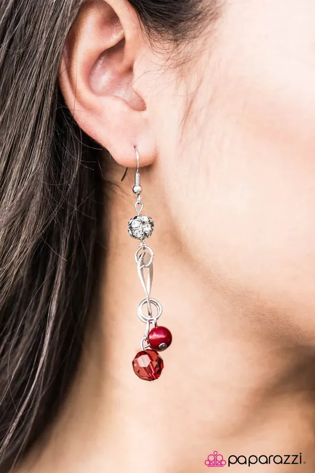 Paparazzi Earring Get With The Times Red Paparazzi Jewelry Earrings