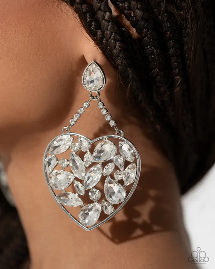 Paparazzi Earring Glittery Gait White Paparazzi Jewelry Earrings