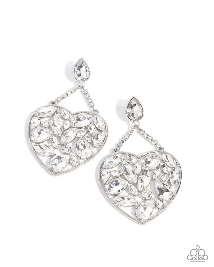 Paparazzi Earring Glittery Gait White Paparazzi Jewelry Earrings