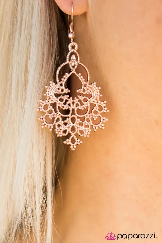 Paparazzi Earring Hyacinth Haven Rose Gold Paparazzi Jewelry Earrings