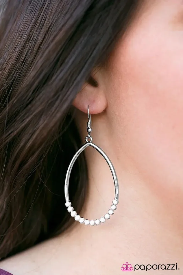 Paparazzi Earring Its Raining Its Pouring White Paparazzi Jewelry Earrings