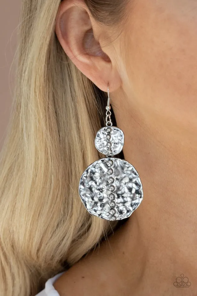 Paparazzi Earring Metro Metalhead Silver Paparazzi Jewelry Earrings