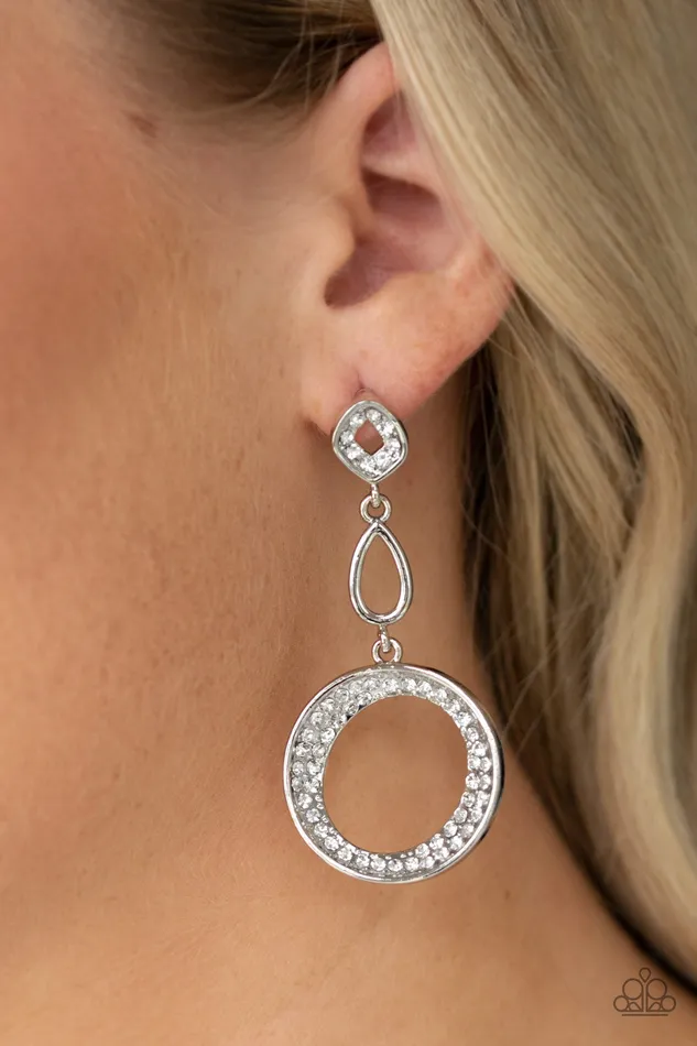 Paparazzi Earring On The Glamour Scene White Paparazzi Jewelry Earrings