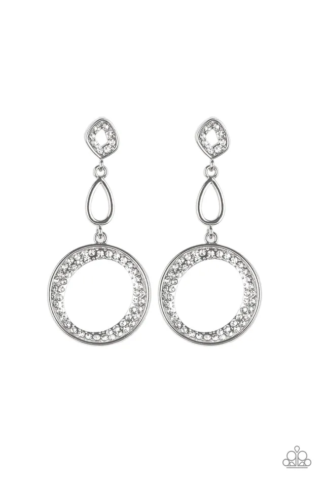 Paparazzi Earring On The Glamour Scene White Paparazzi Jewelry Earrings