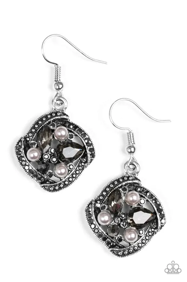Paparazzi Earring Prestigious Shimmer Silver Paparazzi Jewelry Earrings