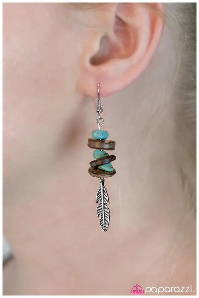 Paparazzi Earring Shake A Tail Feather Blue Paparazzi Jewelry Earrings