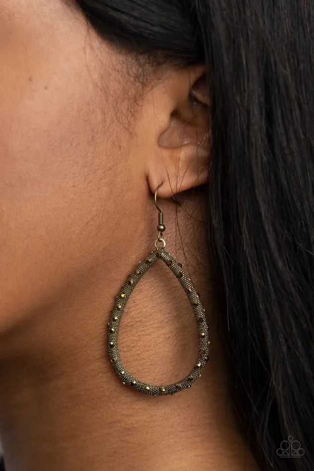 Paparazzi Earring Standout Sparkle Brass Paparazzi Jewelry Earrings