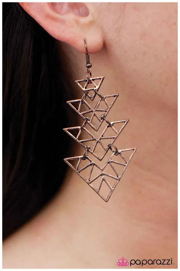Paparazzi Earring Straight to the Point Copper Paparazzi Jewelry Earrings