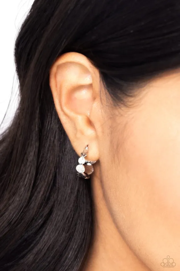 Paparazzi Earring Textured Tease Silver Paparazzi Jewelry Earrings