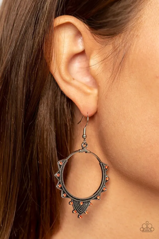 Paparazzi Earring Textured Twinkle Orange Paparazzi Jewelry Earrings