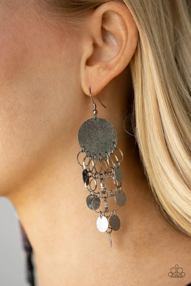 Paparazzi Earring Turn On The BRIGHTS Black Paparazzi Jewelry Earrings