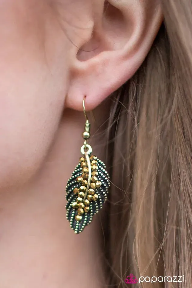 Paparazzi Earring WING Leader Brass Paparazzi Jewelry Earrings