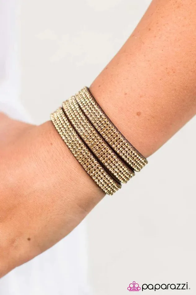 Paparazzi Jewelry Bracelets Paparazzi Bracelet Rockstars and Rhinestones Brown