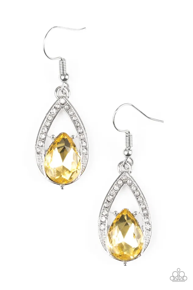 Paparazzi Jewelry Earrings Paparazzi Earring Gatsby Grandeur Yellow