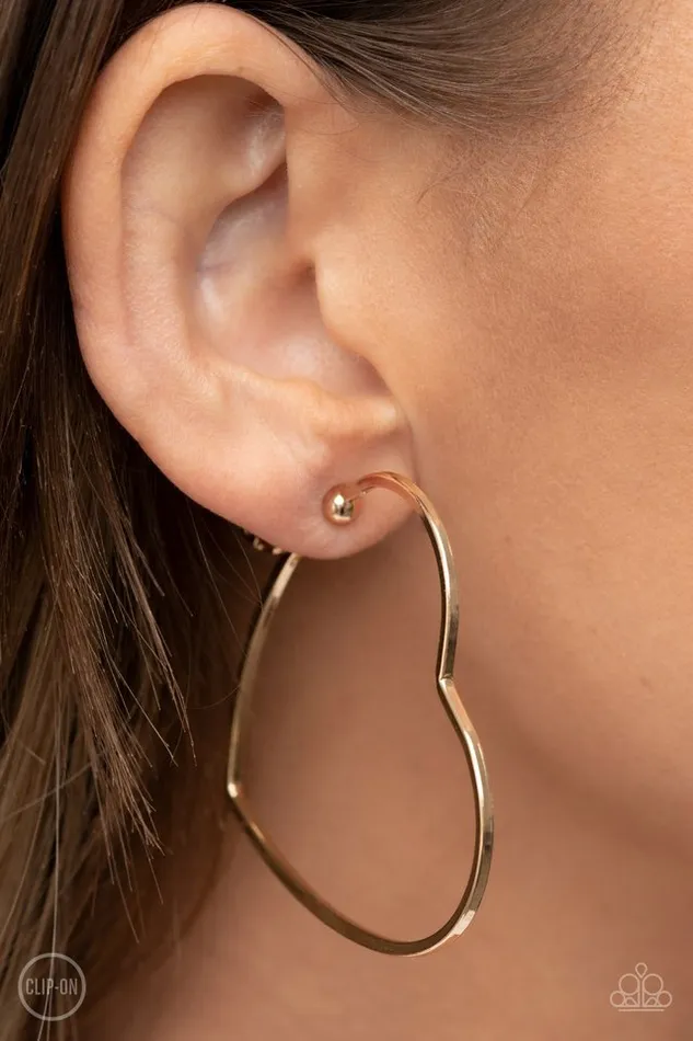 Paparazzi Jewelry Earrings Paparazzi Earring Harmonious Hearts Gold
