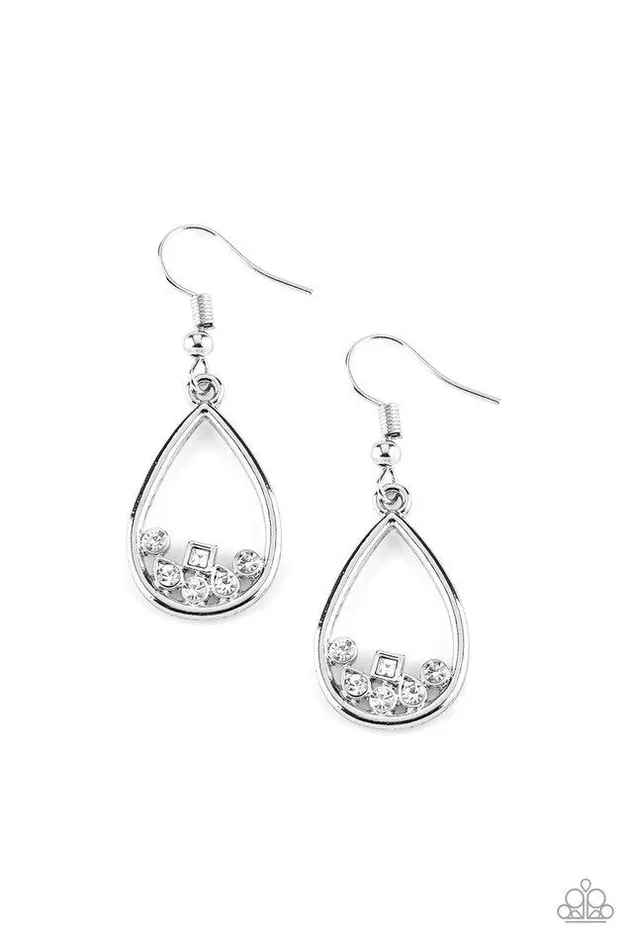 Paparazzi Jewelry Earrings Paparazzi Earring Raindrop Radiance White