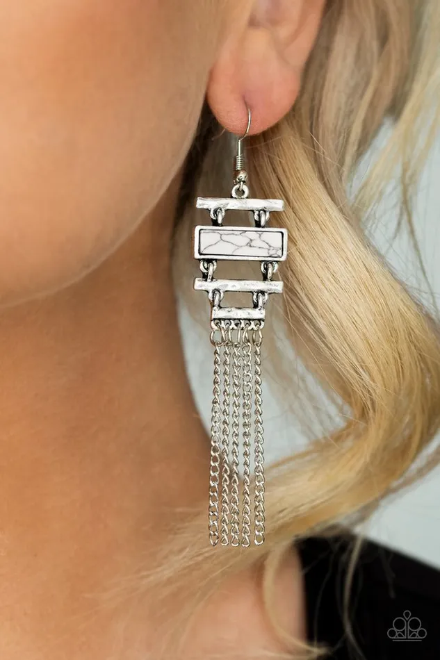 Paparazzi Jewelry Earrings Paparazzi Earring Stone Dwellings White