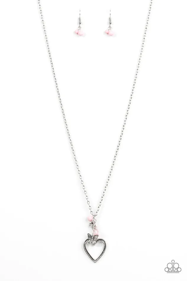 Paparazzi Jewelry Necklaces Paparazzi Necklace Fluttering Heart Pink