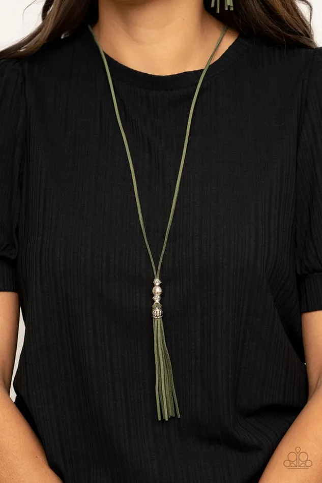 Paparazzi Jewelry Necklaces Paparazzi Necklace Hold My Tassel Green