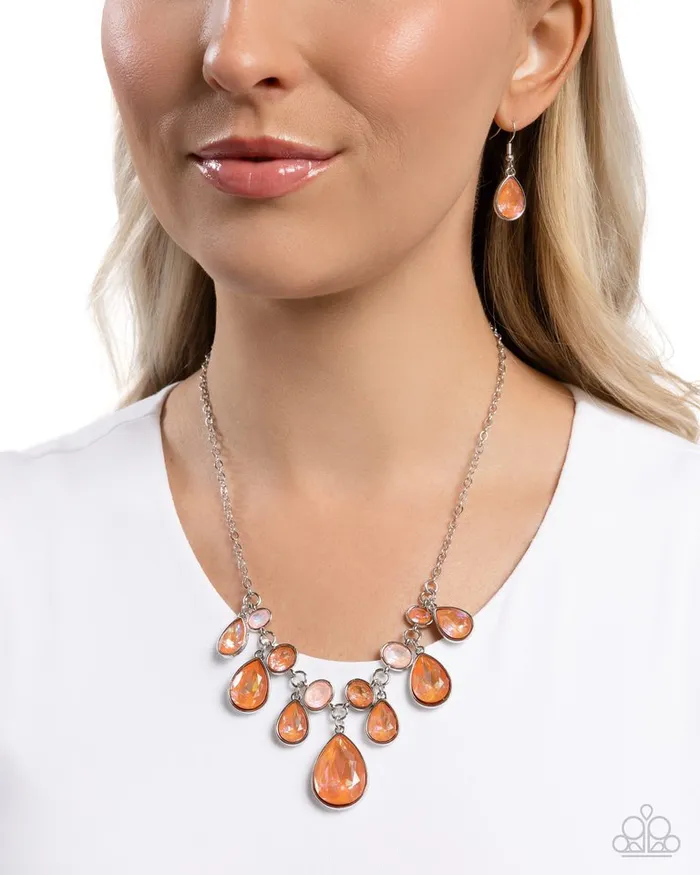 Paparazzi Jewelry Necklaces Paparazzi Necklace Talented Teardrops Orange