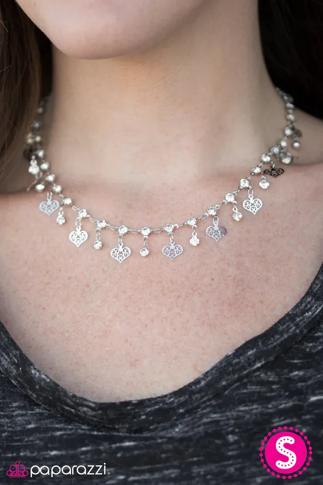 Paparazzi Jewelry Necklaces Paparazzi Necklace With Open Hearts White