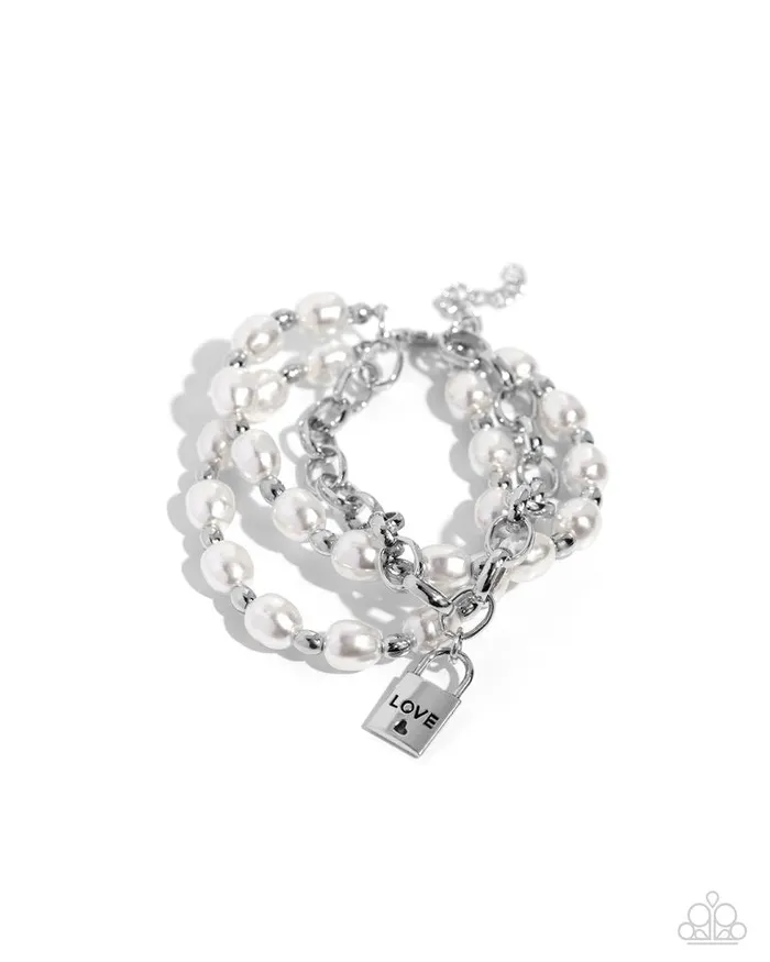 Paparazzi Jewelry Paparazzi Bracelet LOVELocked Legacy White Bracelets Paparazzi Jewelry Paparazzi Bracelet LOVELocked Legacy White Bracelets