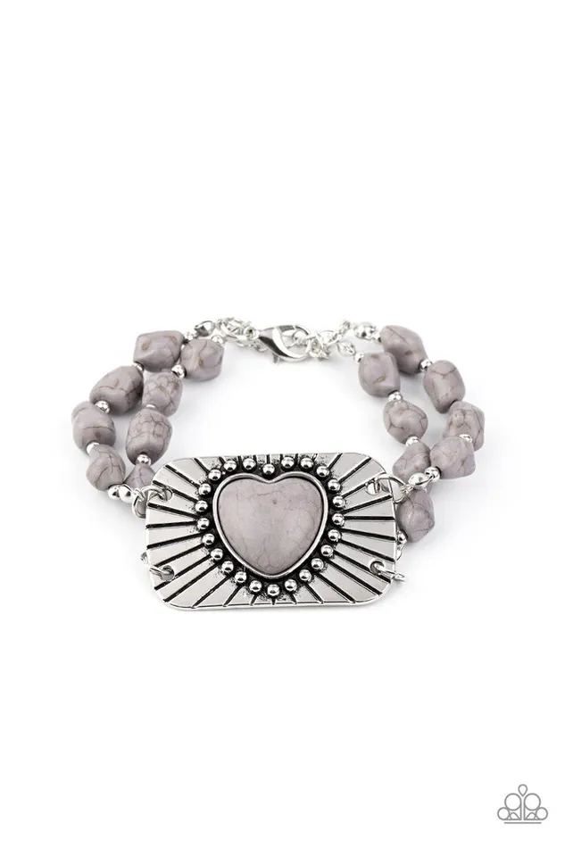 Paparazzi Jewelry Paparazzi Bracelet Sandstone Sweetheart Silver Bracelets Paparazzi Jewelry Paparazzi Bracelet Sandstone Sweetheart Silver Bracelets