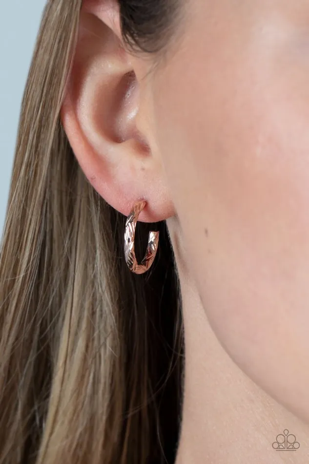 Paparazzi Jewelry Paparazzi Earring Triumphantly Textured Rose Gold Earrings