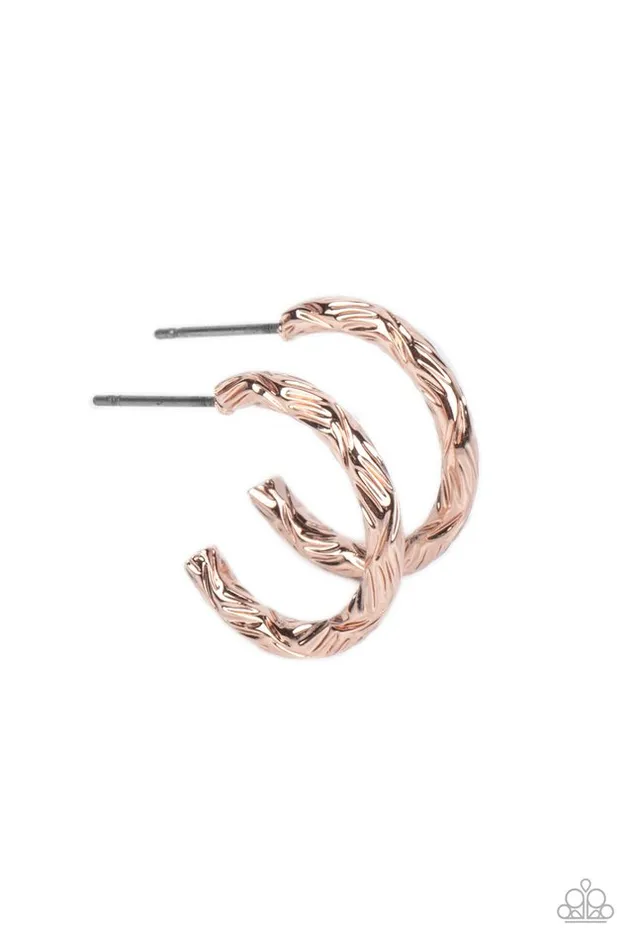 Paparazzi Jewelry Paparazzi Earring Triumphantly Textured Rose Gold Earrings Paparazzi Jewelry Paparazzi Earring Triumphantly Textured Rose Gold Earrings