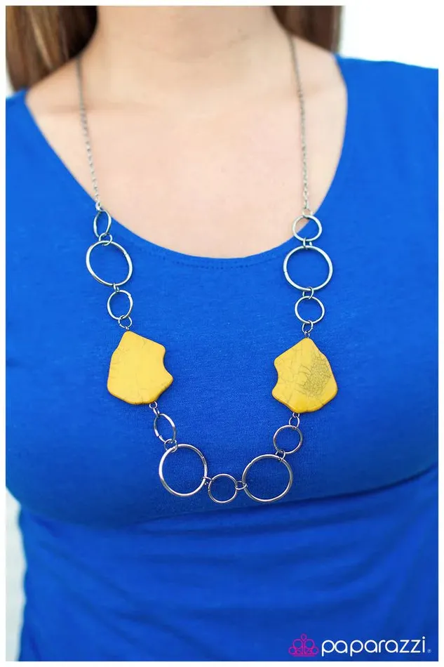 Paparazzi Necklace Aint No Mountain High Enough Yellow Paparazzi Jewelry Necklaces