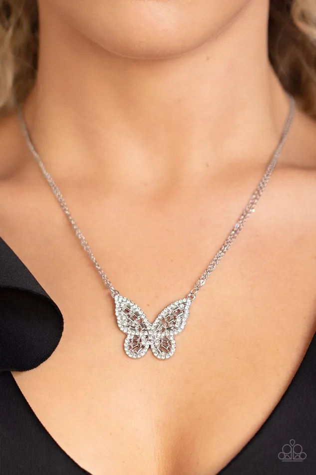 Paparazzi Necklace Baroque Butterfly White Paparazzi Jewelry Necklaces