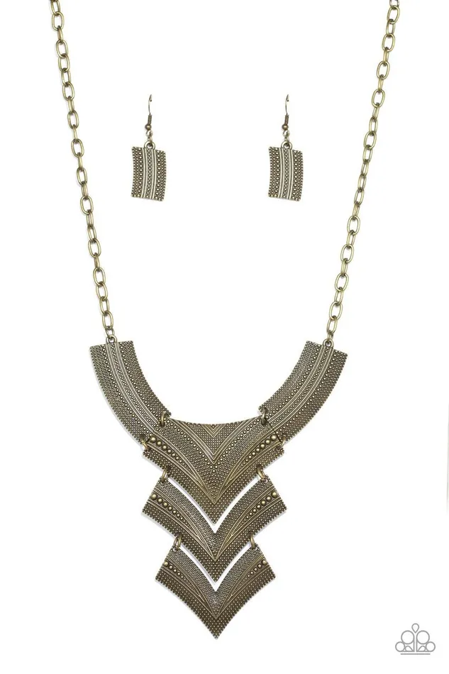 Paparazzi Necklace Fiercely Pharaoh Brass Paparazzi Jewelry Necklaces