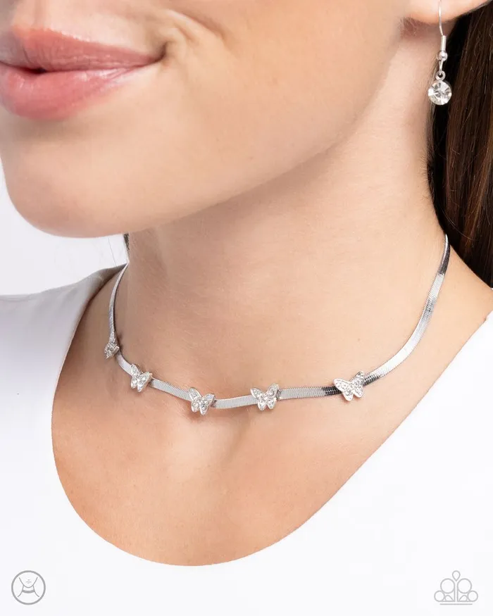 Paparazzi Necklace Fluttering Fame White Paparazzi Jewelry Necklaces