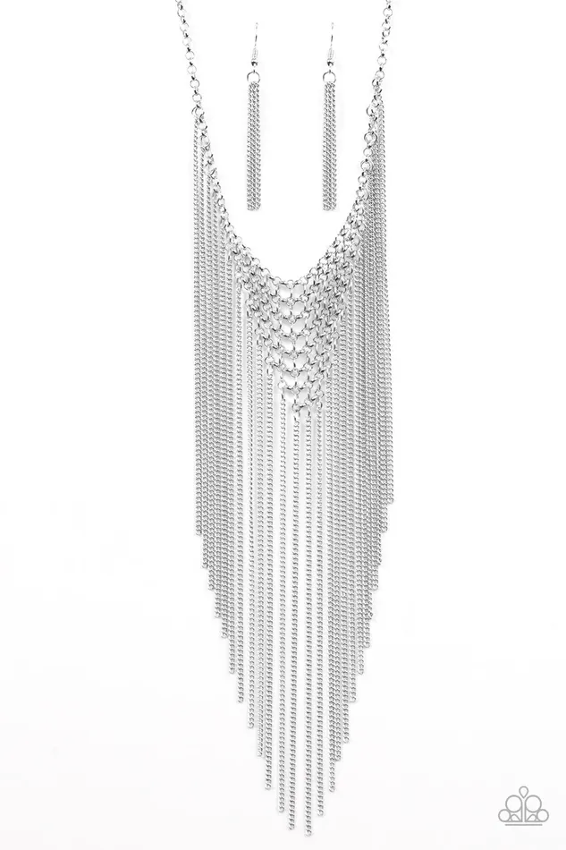 Paparazzi Necklace Metro Majesty Silver Paparazzi Jewelry Necklaces