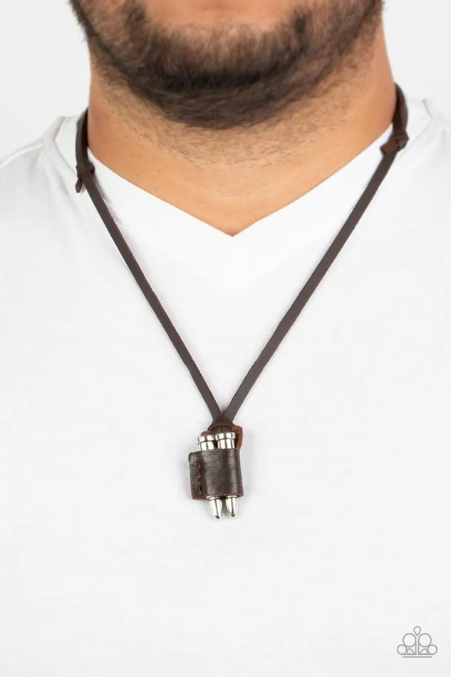 Paparazzi Necklace On the Lookout Brown Paparazzi Jewelry Necklaces
