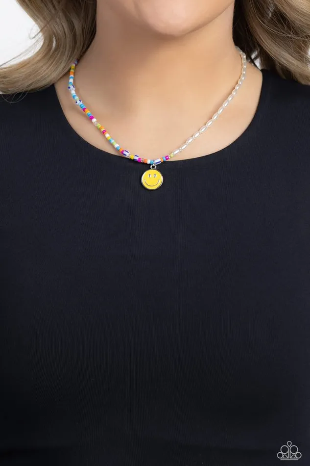 Paparazzi Necklace Smiling Showdown Yellow Paparazzi Jewelry Necklaces