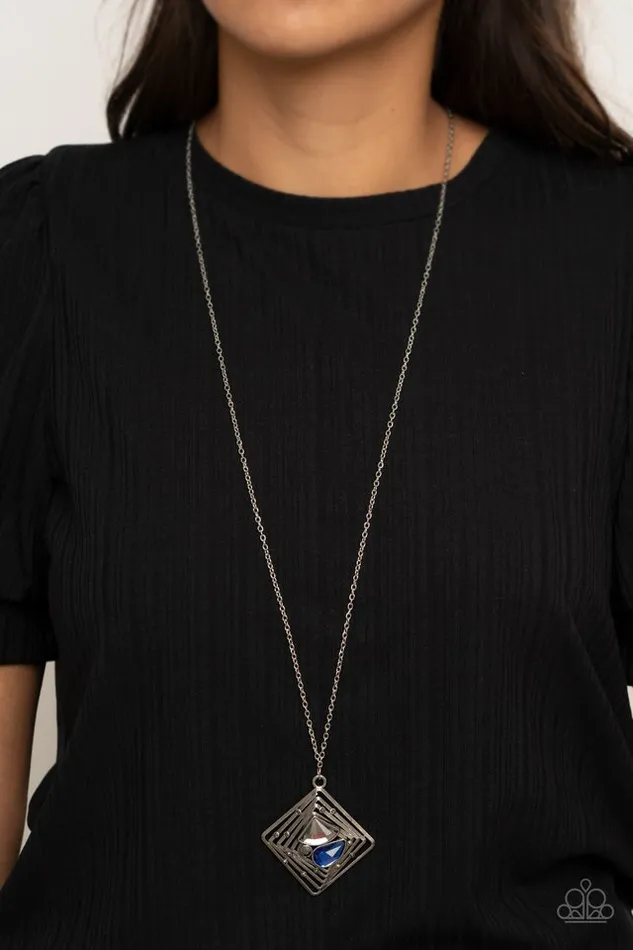 Paparazzi Necklace Timelessly Tilted Blue Paparazzi Jewelry Necklaces