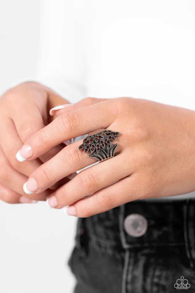 Paparazzi Ring Fearlessly Feathered Brown Paparazzi Jewelry Rings